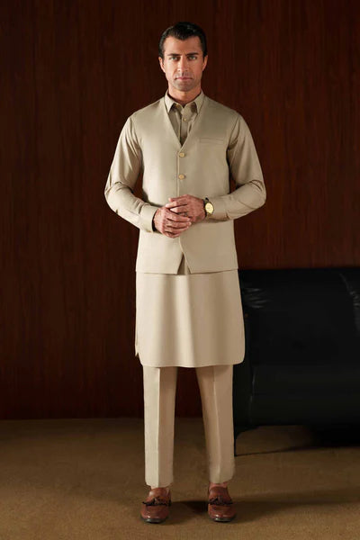 Elegant Beige Shalwar Kameez for Men