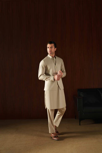 Elegant Beige Shalwar Kameez for Men