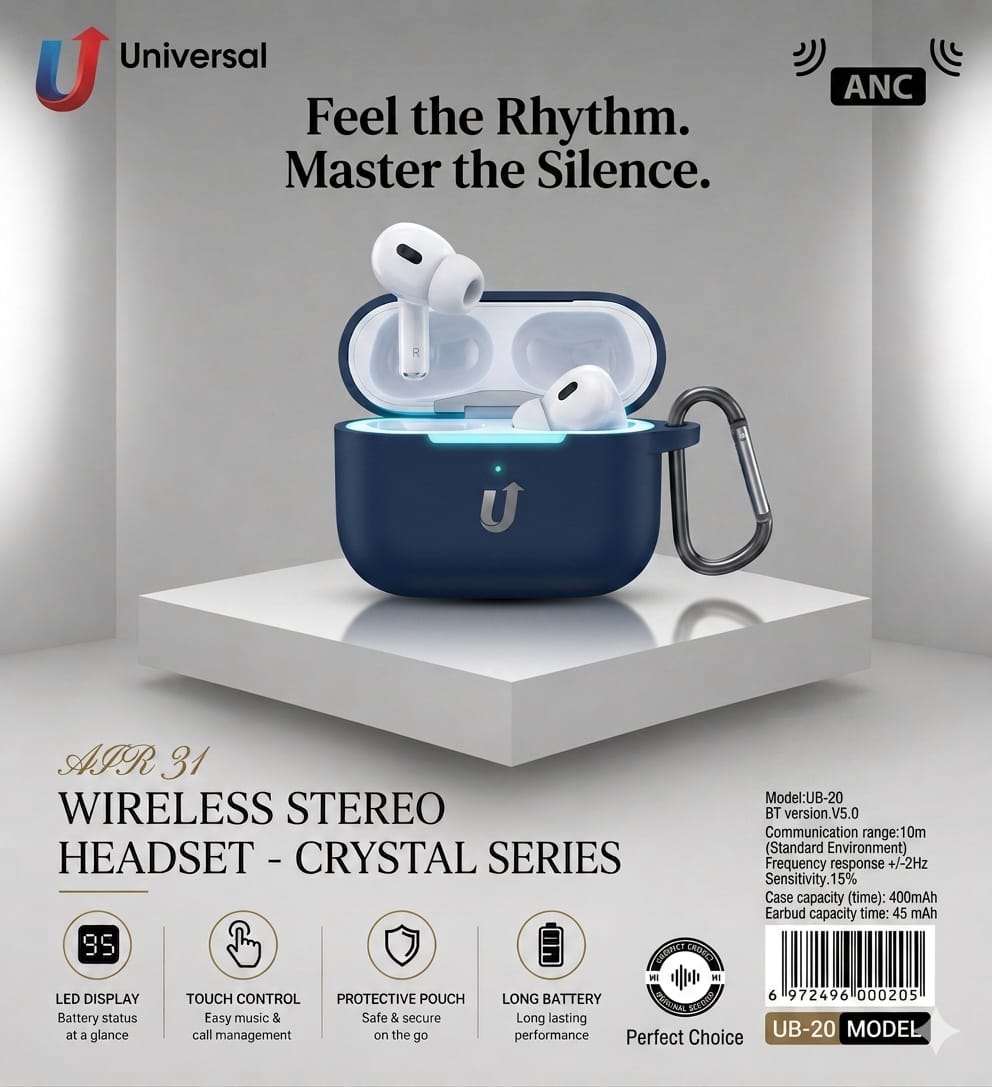 Universal Air 31 Wireless Stereo Headset - Crystal Series (Model: UB-20)